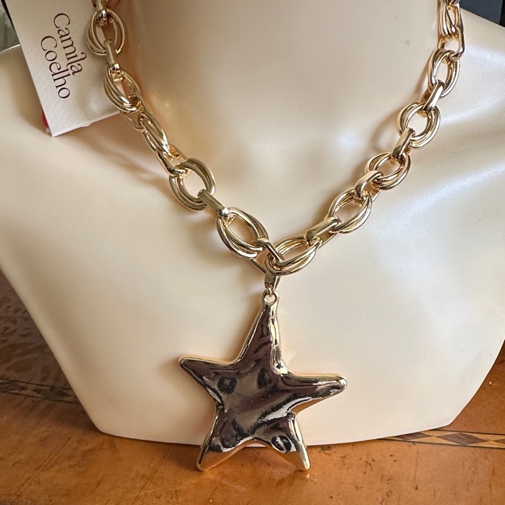 Camila Coelho Gold Star Pendant Chunky Chain Necklace